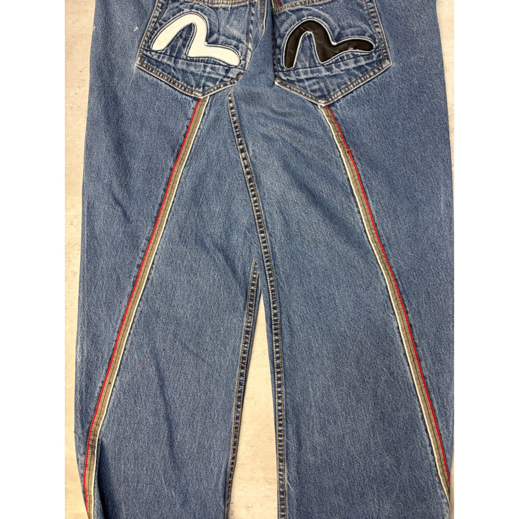 Vintage Y2K Evisu Two Tone Pocket Logo Medium Wash Denim Pants Size 40