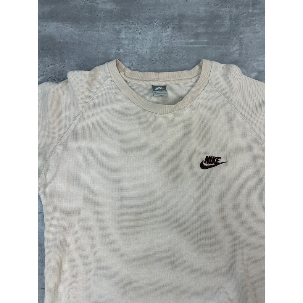 Vintage 2000s Nike Spellout Swoosh Thermal Long Sleeve T-Shirt Size XL