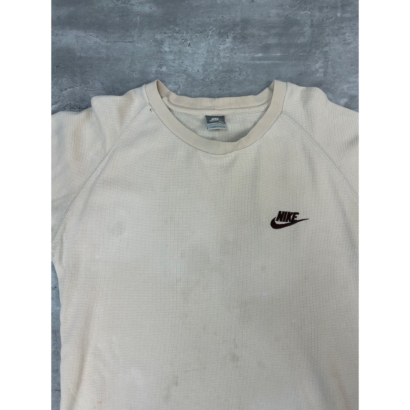 Vintage 2000s Nike Spellout Swoosh Thermal Long Sleeve T-Shirt Size XL