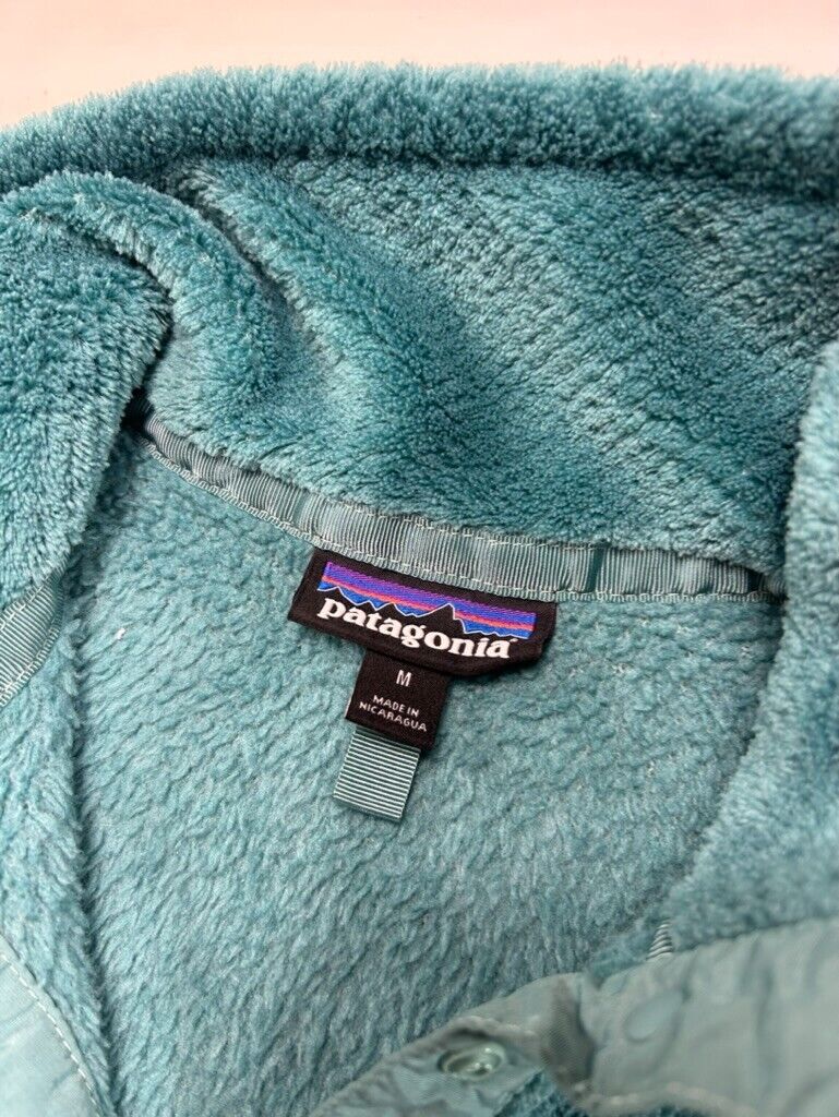 Vintage Patagonia Embroidered Logo SnapT Fleece Sweatshirt Size Medium Teal