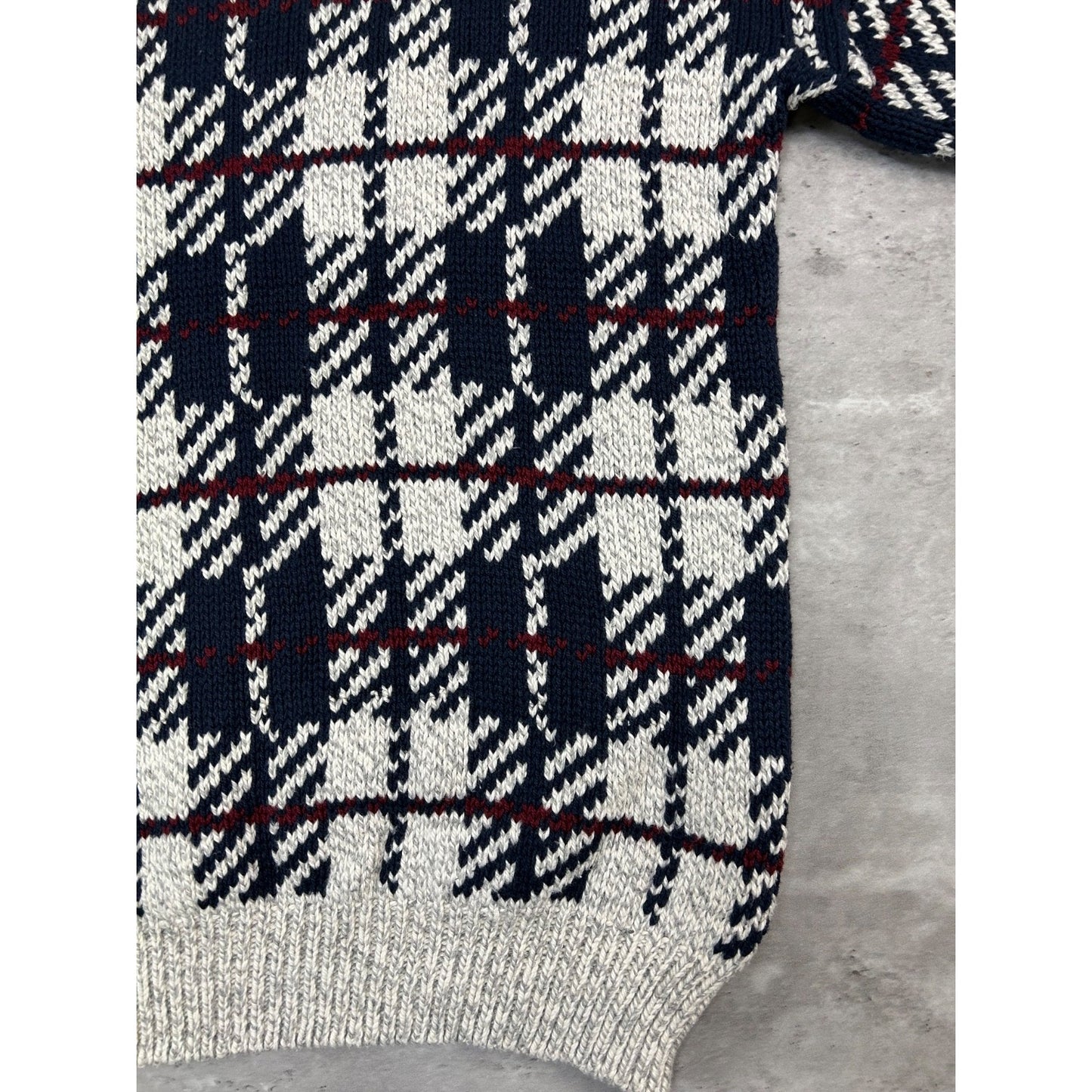 Vintage 90s Authentic Issue Plaid Print Pullover Ribbed Knit Sweater Size Large