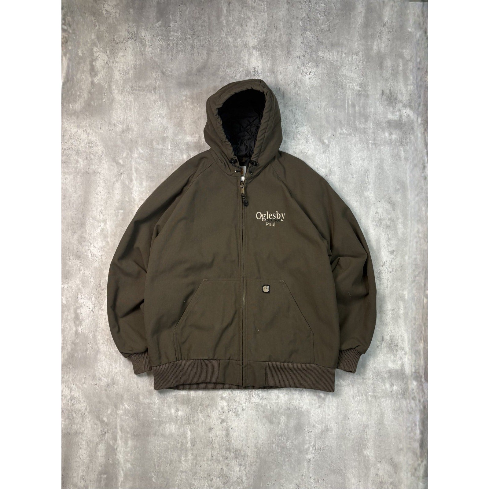 Vintage Carhartt Insulated Canvas Workwear Hooded Active Jacket Size 2XL