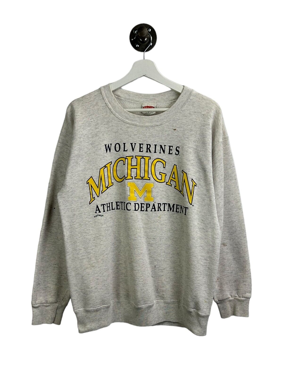 Vintage 90s Michigan Wolverines NCAA Nutmeg Crewneck Sweatshirt Size Medium