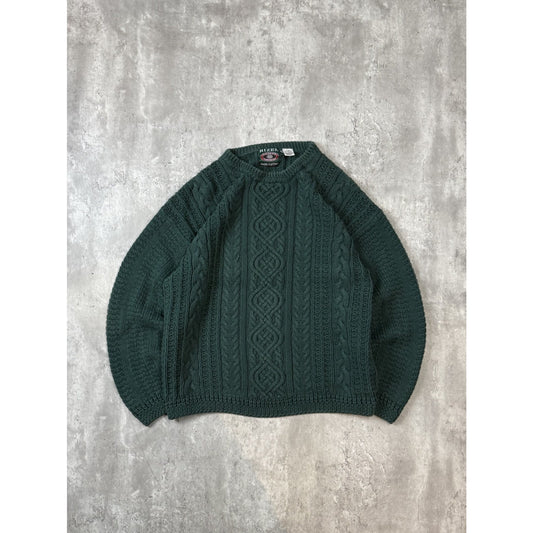 Vintage 80s/90s Rizer Cable Knit Pullover Sweater Size Large Green
