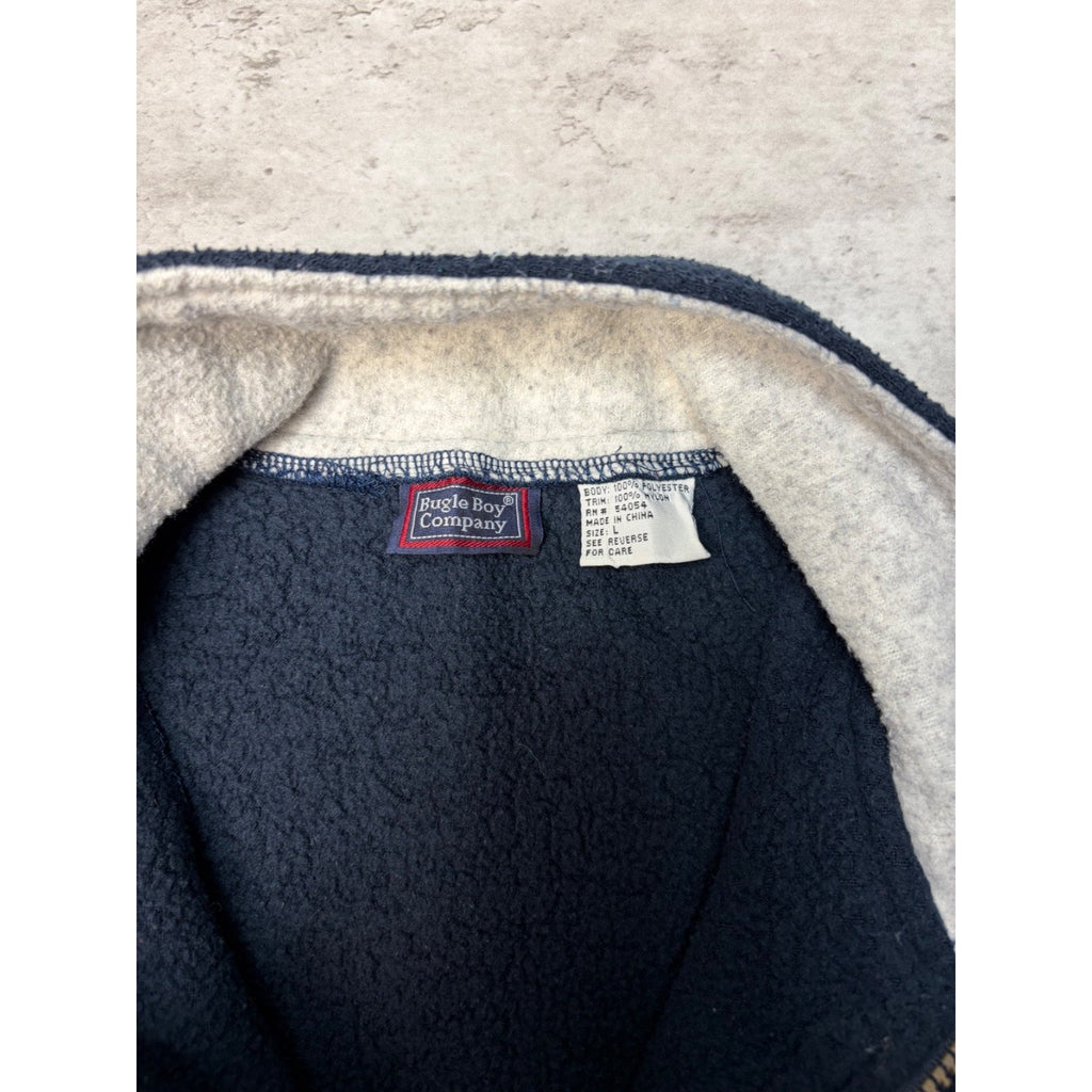 Vintage Bugle Boy Company Two Tone 1/2 Zip Fleece Sweatshirt Size Large