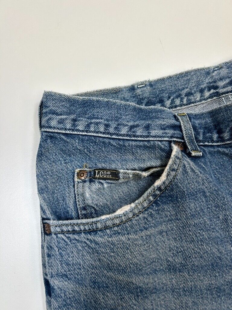 Vintage 90s Lee Medium Wash Denim Jean Pants Size 32W Blue