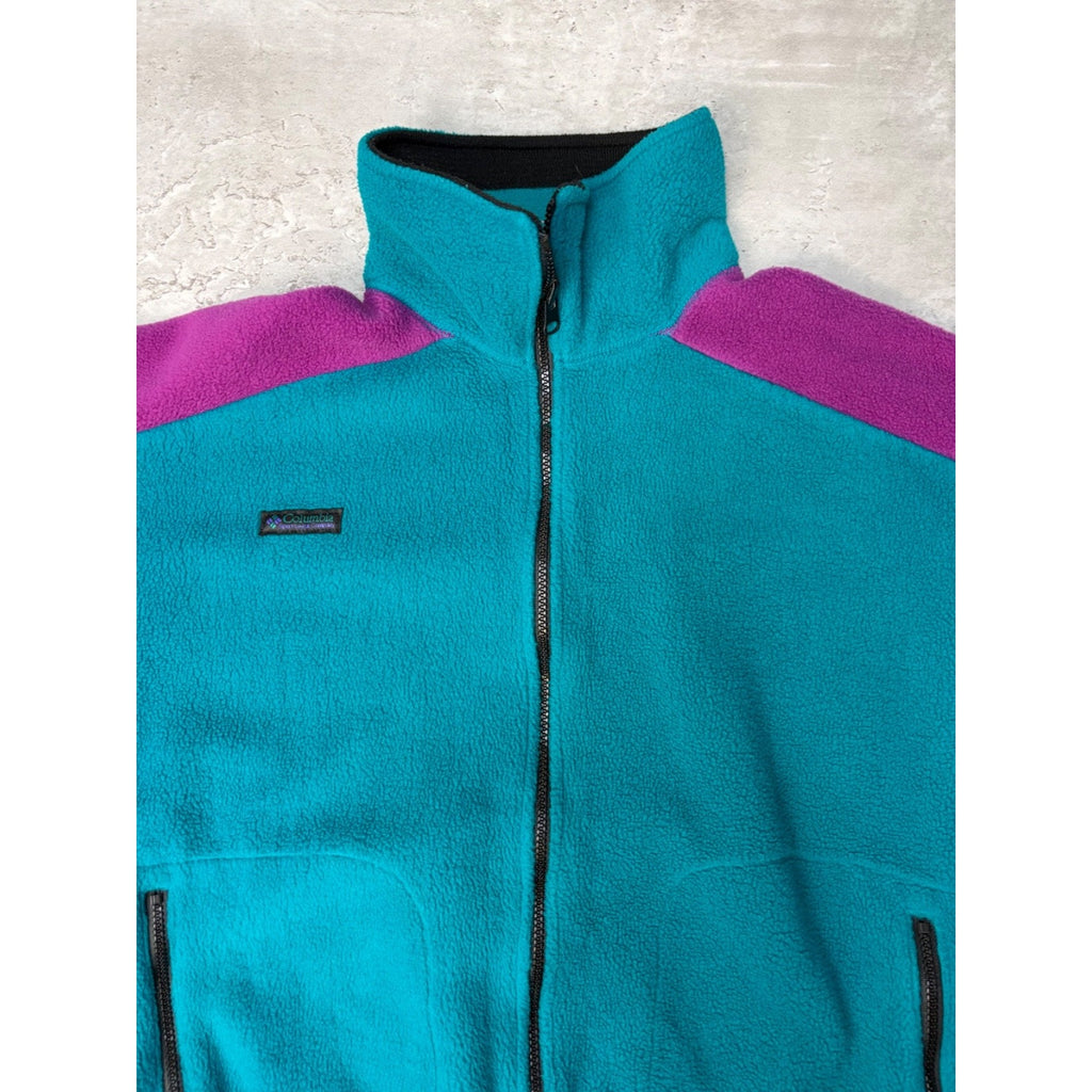 Vintage Womens Columbia Two Tone Full Zip Fleece Sweatshirt Size XL