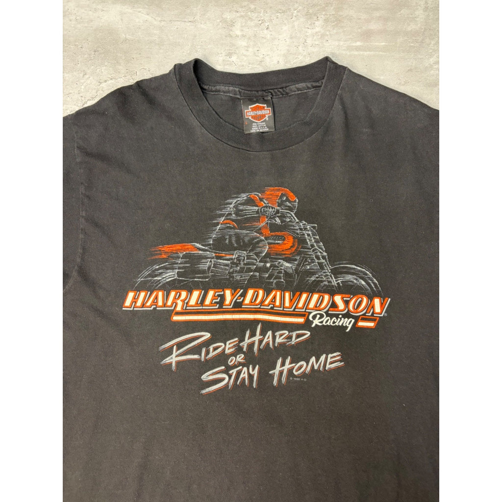 Vintage 1996 Harley Davidson Ride Hard Or Stay Home Motorcycle T-Shirt Sz Large