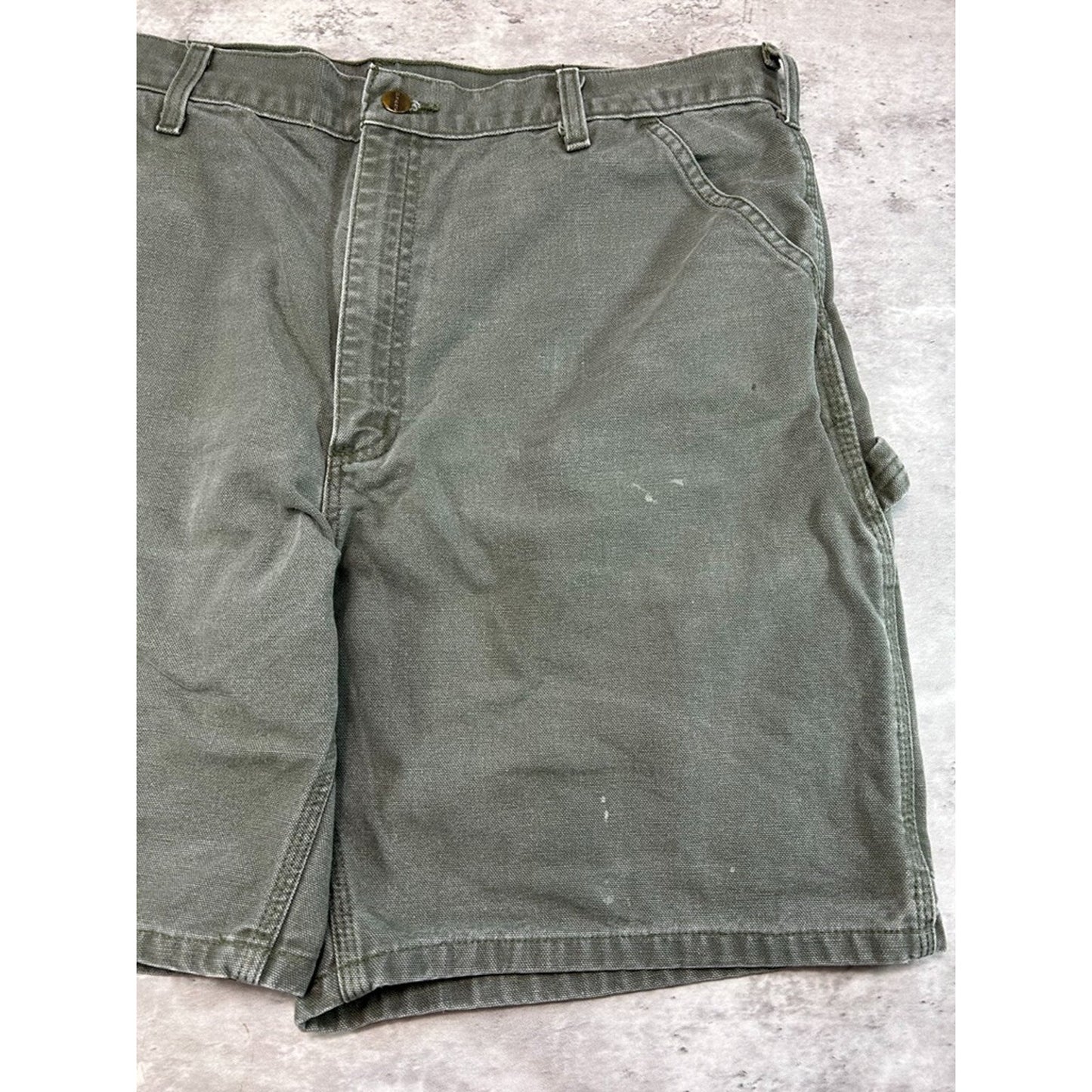Vintage Carhartt Canvas Workwear Carpenter Shorts Size 38 Green