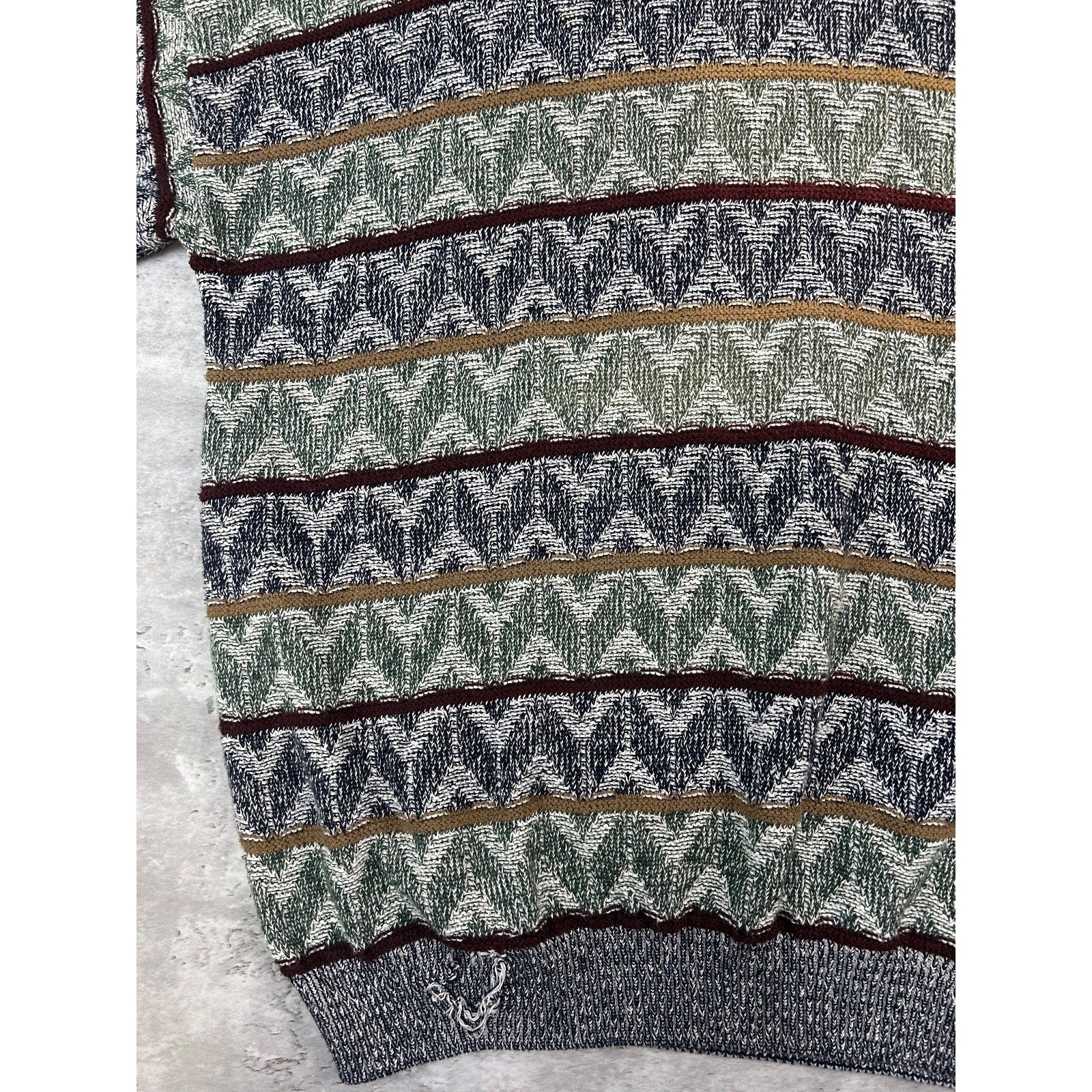 Vintage 90s Jantzen Zig Zag Striped Print Pullover Knit Sweater Size Large