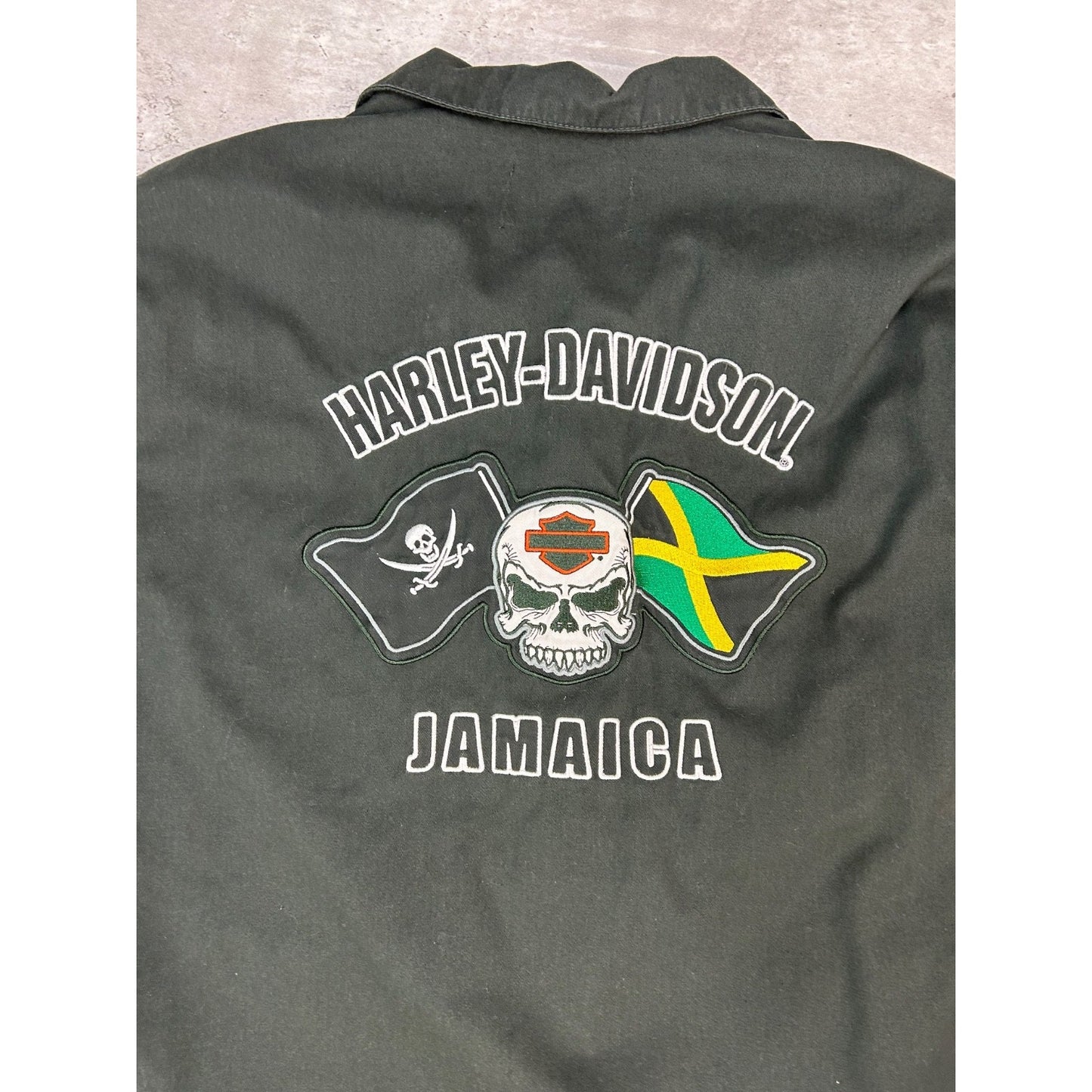 Harley Davidson Jamaica Embroidered Short Sleeve Button Up Shirt Size 2XL