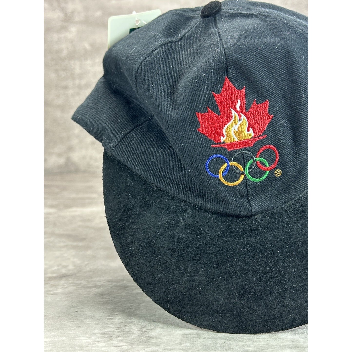 Vintage 90s Canada Olympics Embroidered Logo Strapback Hat OSFA Black