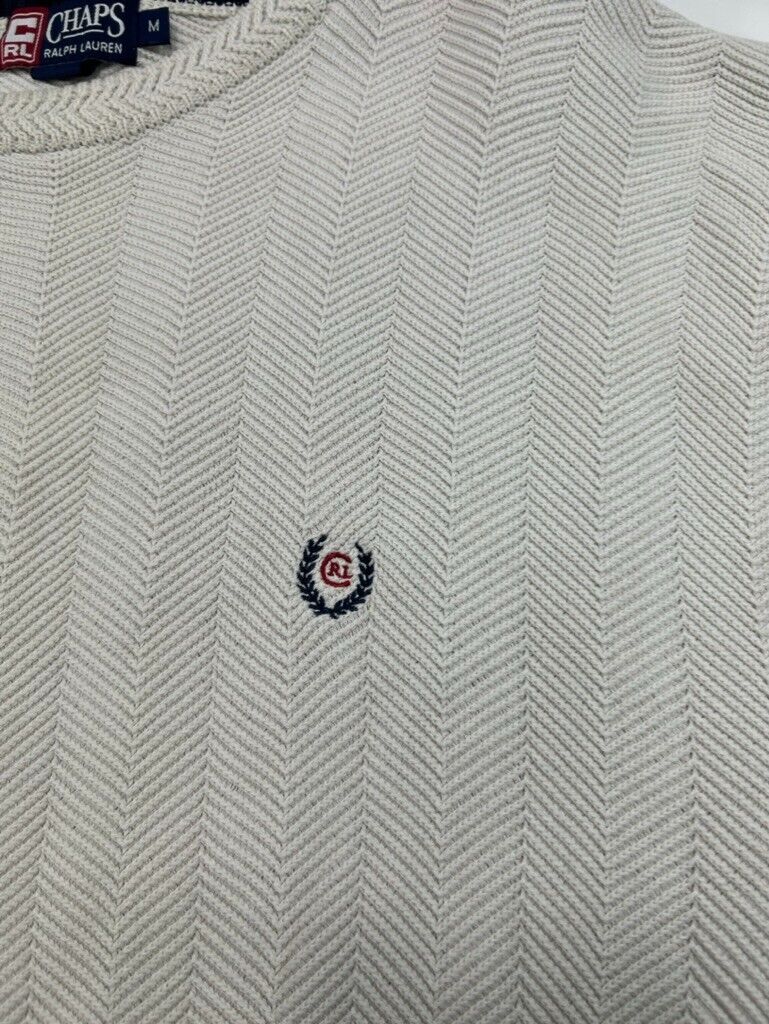 Vintage Chaps Ralph Lauren Embroidered Crest Ribbed Knit Sweater Size Medium