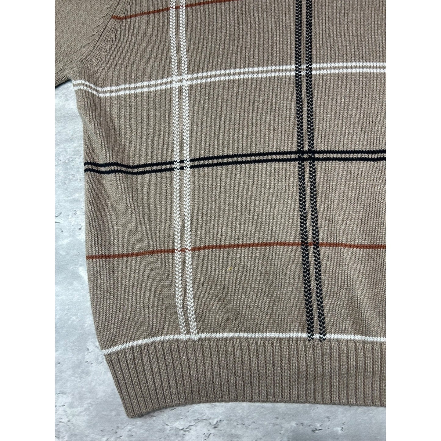 Vintage Dockers Plaid Print Pullover Ribbed Knit Sweater Size XL