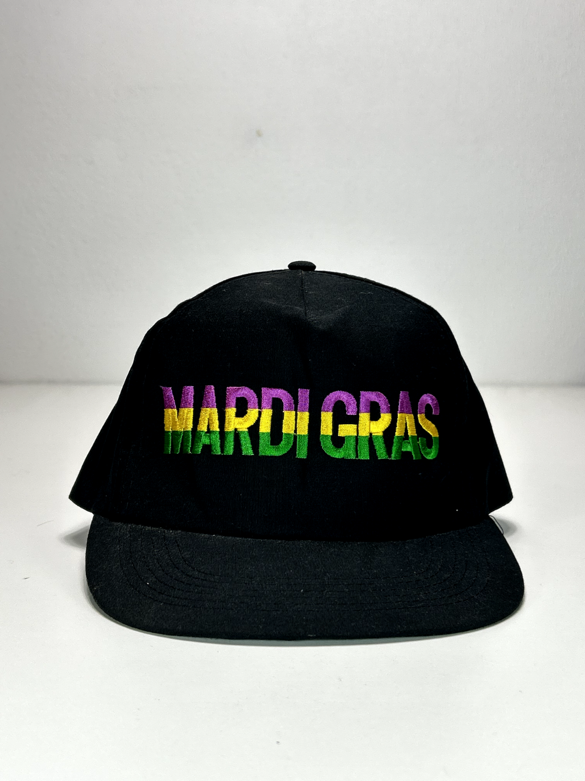 Vintage 90s Mardi Gras Embroidered Spellout Snapback Hat OSFA