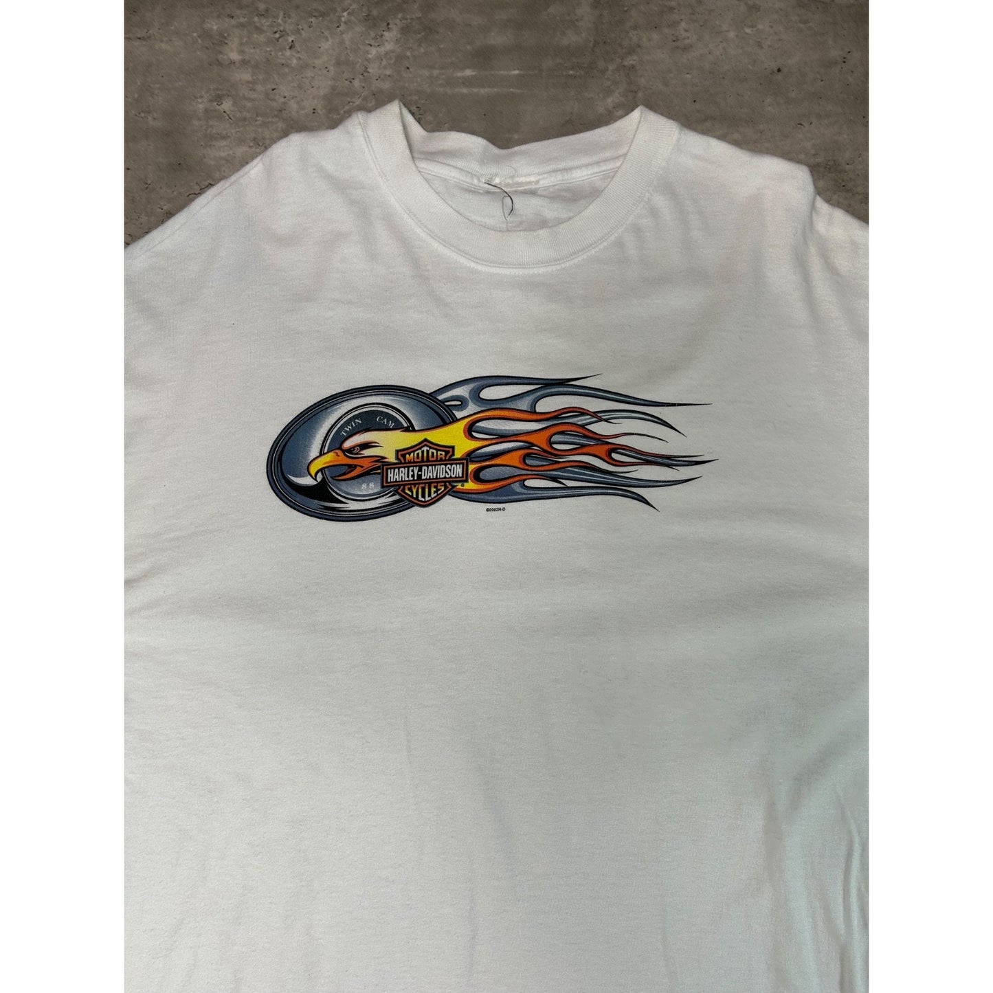 Vintage Harley Davidson Bald Eagle Graphic Flame Sleeve T-Shirt Size XL