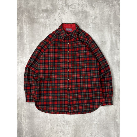 Vintage 1980s Pendleton Plaid Print Long Sleeve Button Up Shirt Size XL