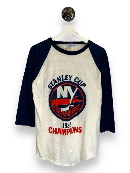 Vintage 1980 New York Islanders NHL Stanley Cup Champs Raglan T-Shirt Size Large