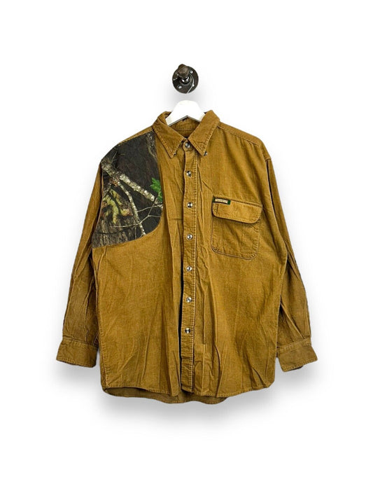 Vintage Remington Corduroy Shoulder Patch Hunting Button Up Shirt Size Medium