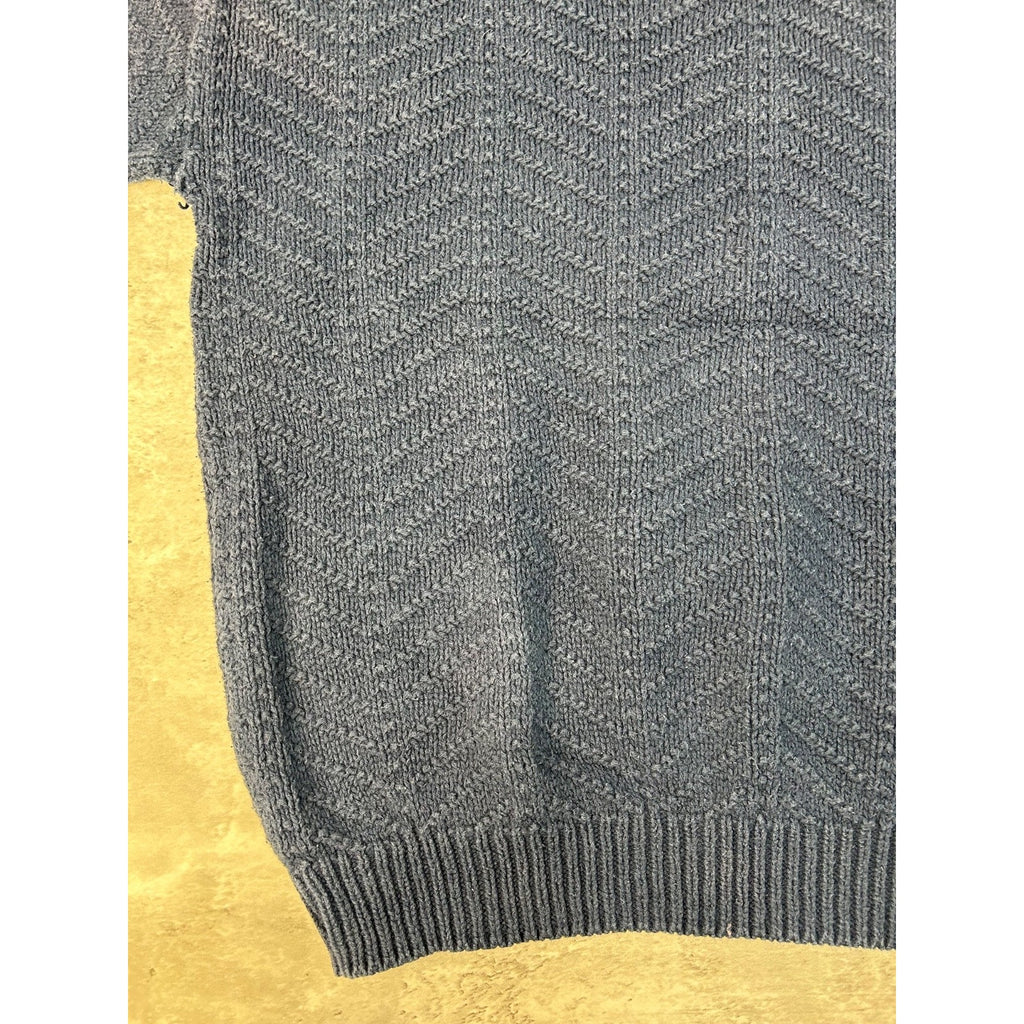 Vintage Zig Zag Striped Solid Print Pullover Knit Sweater Size Large