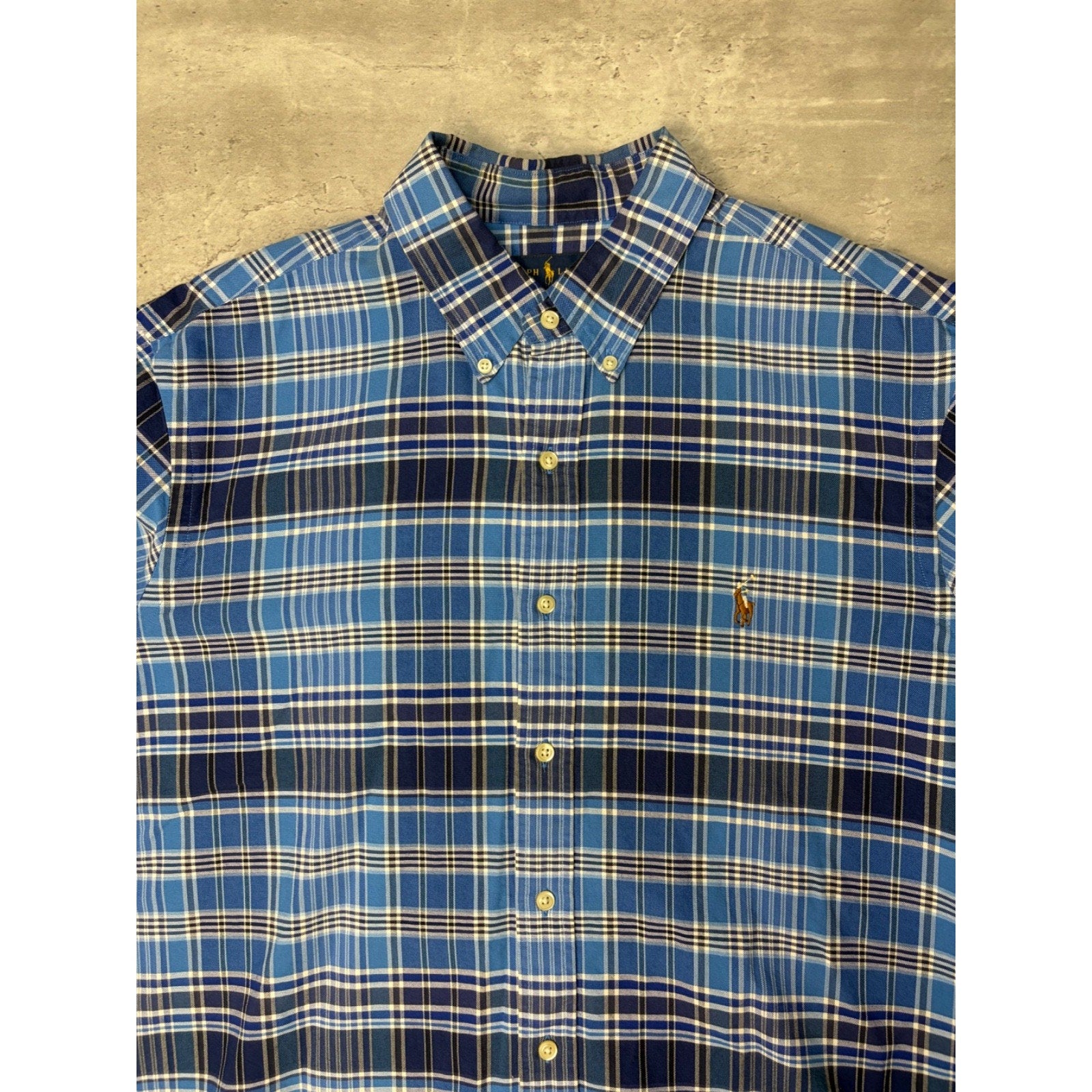 Vintage Polo Ralph Lauren Embroidered Pony Plaid Button Up Shirt Size XL