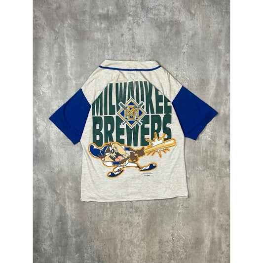 Vintage 1995 Milwaukee Brewers MLB Looney Tunes Taz Jersey Size Large