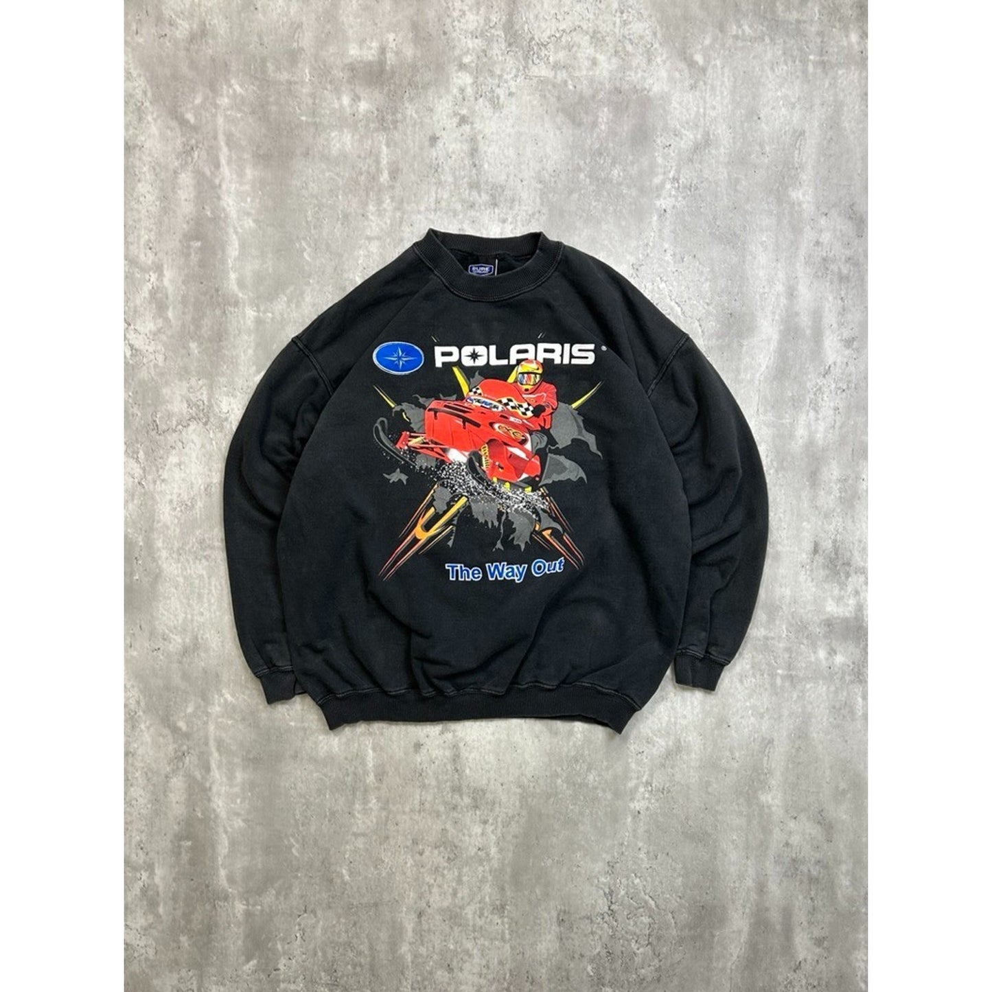 Vintage 90s Polaris Snowmobile The Way Out Big Graphic Sweatshirt Size Large