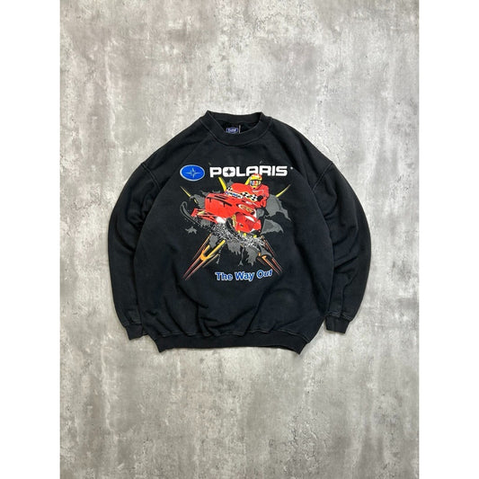 Vintage 90s Polaris Snowmobile The Way Out Big Graphic Sweatshirt Size Large