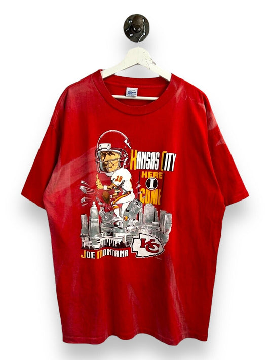 Vintage 1993 Joe Montana #19 Kansas City Chiefs NFL Caricature T-Shirt Size XL