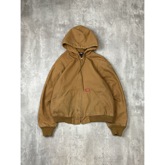 Vintage Dickies Thermal Lined Canvas Workwear Bomber Jacket Size XL Beige