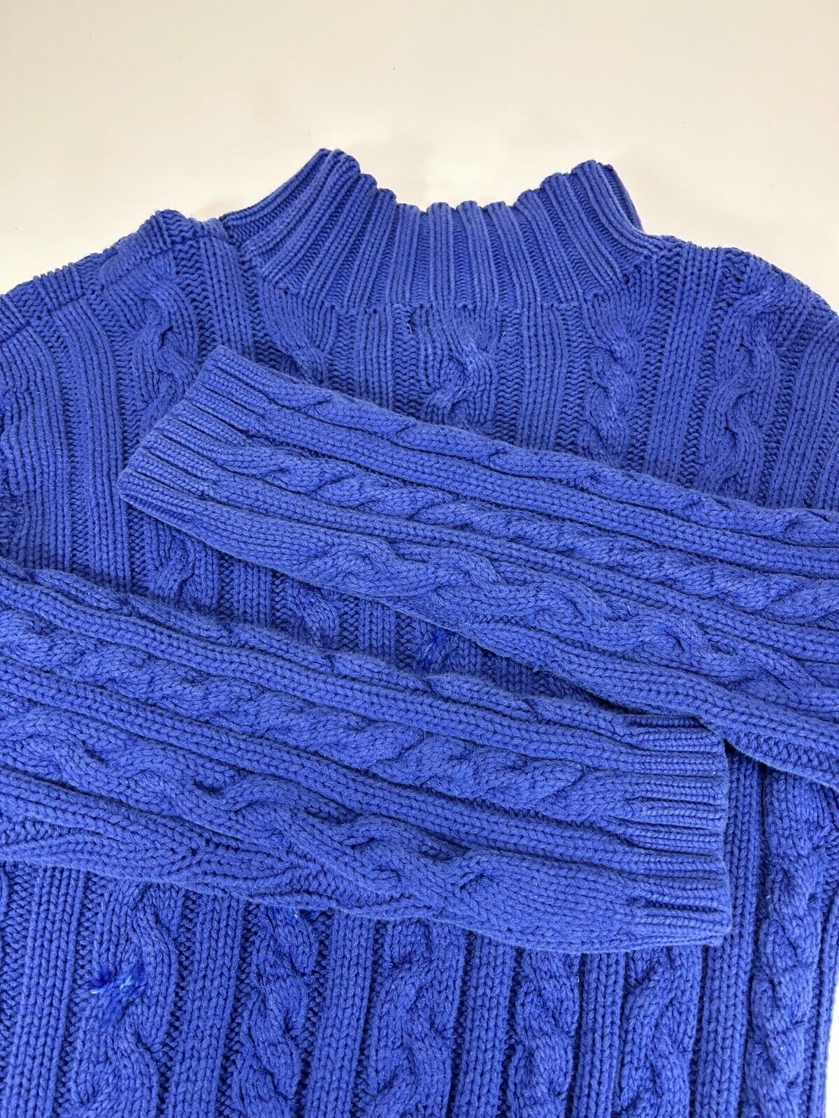 Vintage 90s Ralph Lauren Country Cable Knit Mock Neck Knit Sweater Size Large