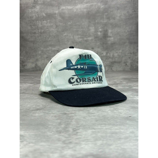 Vintage 90s F4U Corsair Confederate Air Force Plane Graphic Snapback Hat OSFA