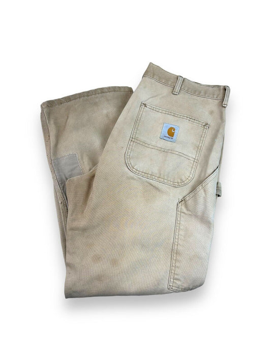 Vintage Carhartt Canvas Work Wear Carpenter Pants Size 36W Beige