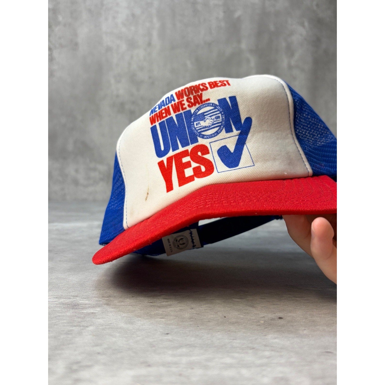 Vintage Nevada Works Best When We Say Union Yes Trucker Snapback Hat OSFA