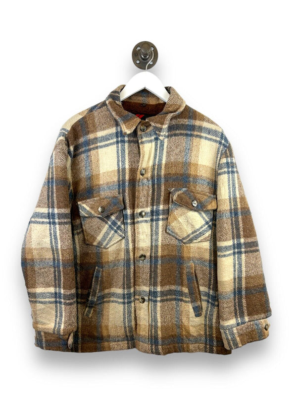 Vintage Sears Fleece Lined Double Pocket Flannel Jacket Size XL