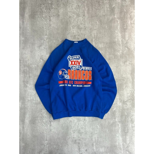 Vintage 1989 Denver Broncos NFL AFC Champs Graphic Football Sweatshirt Sz Medium