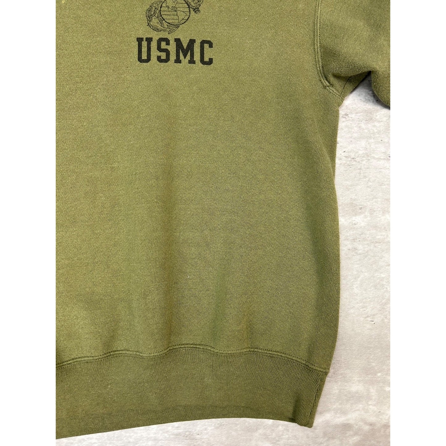 Vintage 90s USMC Military Crest Graphic Sweatshirt Size Medium Green