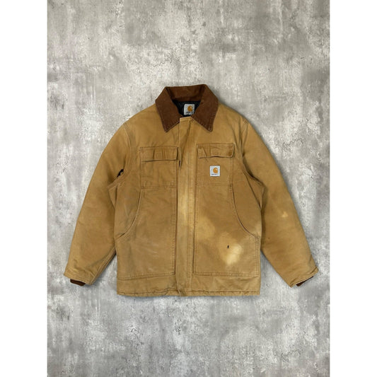 Vintage Carhartt Canvas Workwear Plaid Lined Arctic Jacket Size XL