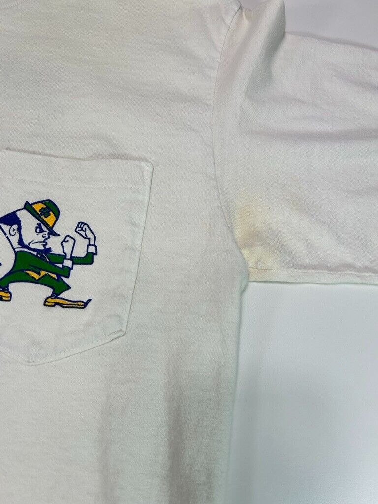 Vintage 90s Notre Dame Fightin Irish NCAA Mascot Graphic T-Shirt Size Large