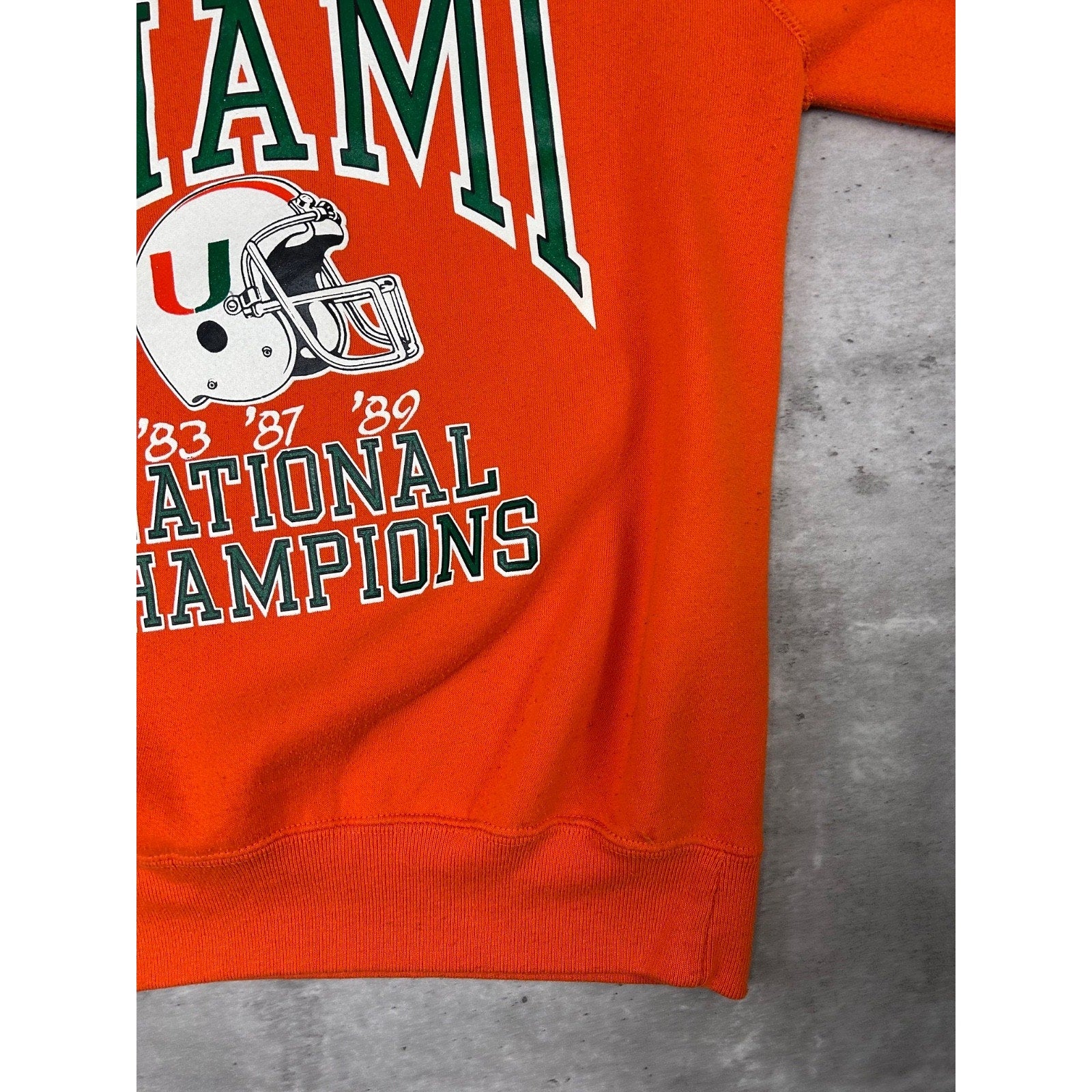 Vintage 1989 Miami Hurricanes NCAA National Champs Football Sweatshirt Sz Large