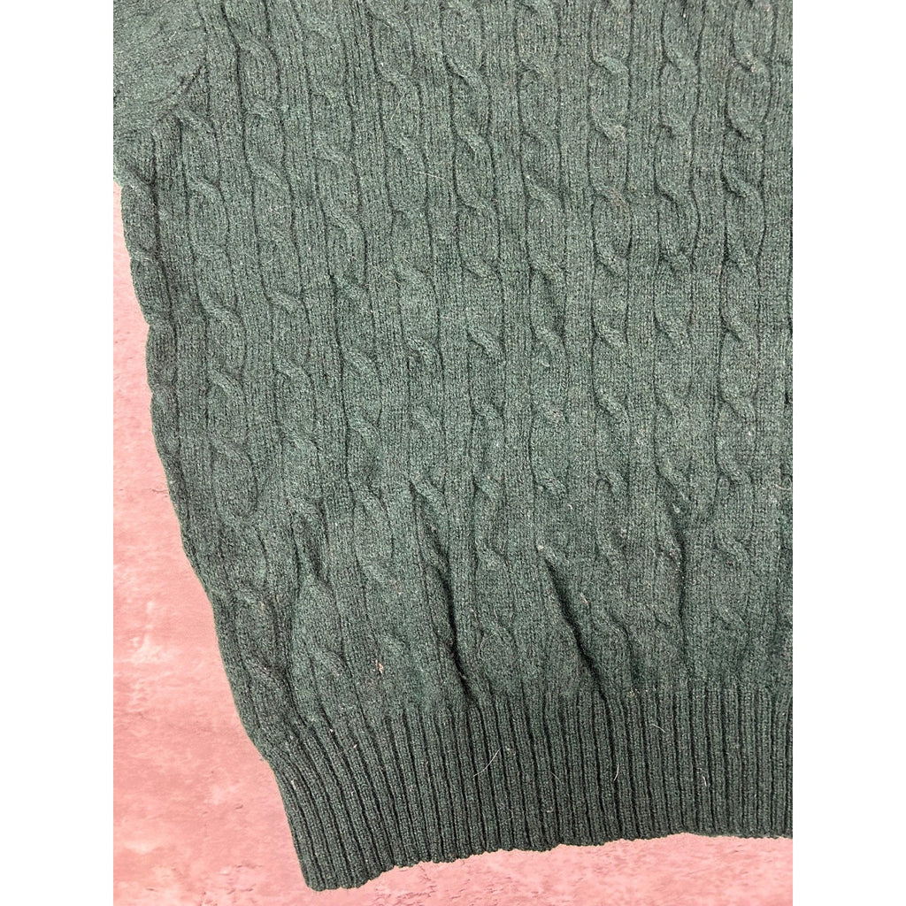 Vintage 90s Polo Ralph Lauren Pullover Cable Knit Sweater Size Large Green