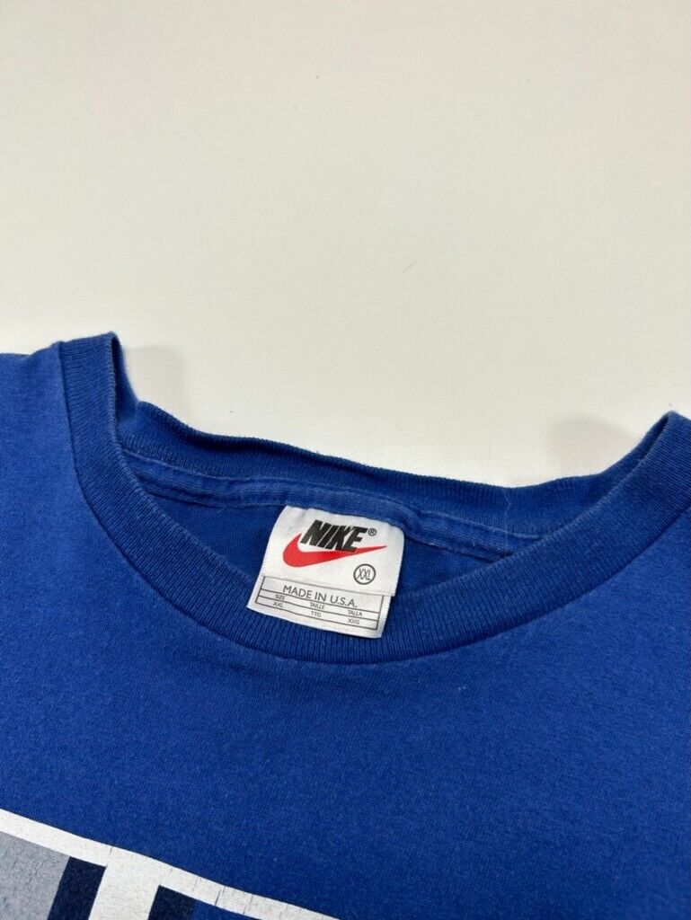 Vintage 90s Nike Air Box Logo Graphic T-Shirt Size 2XL Blue