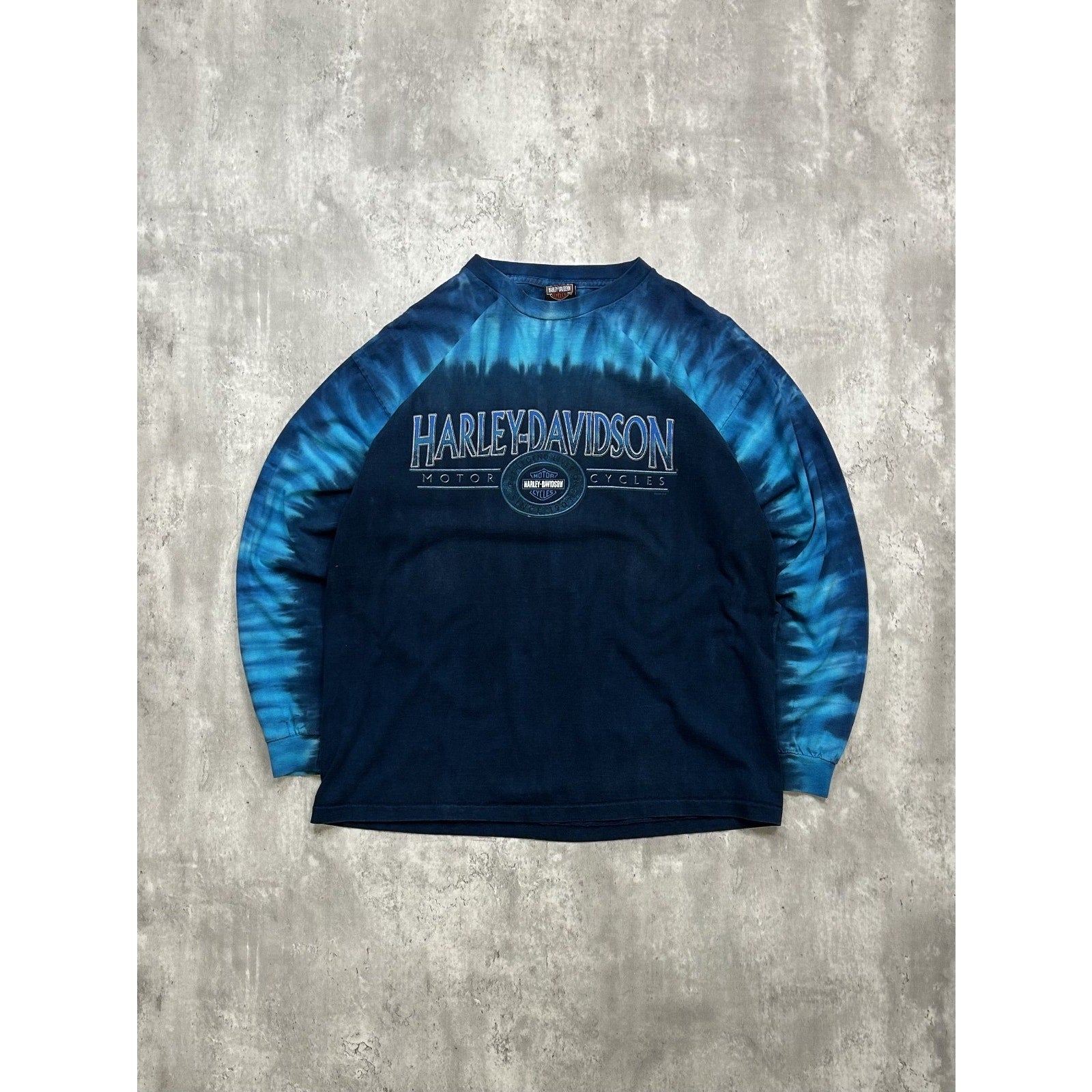 2004 Harley Davidson Spellout Graphic Tye Dye Long Sleeve T-Shirt Size Large