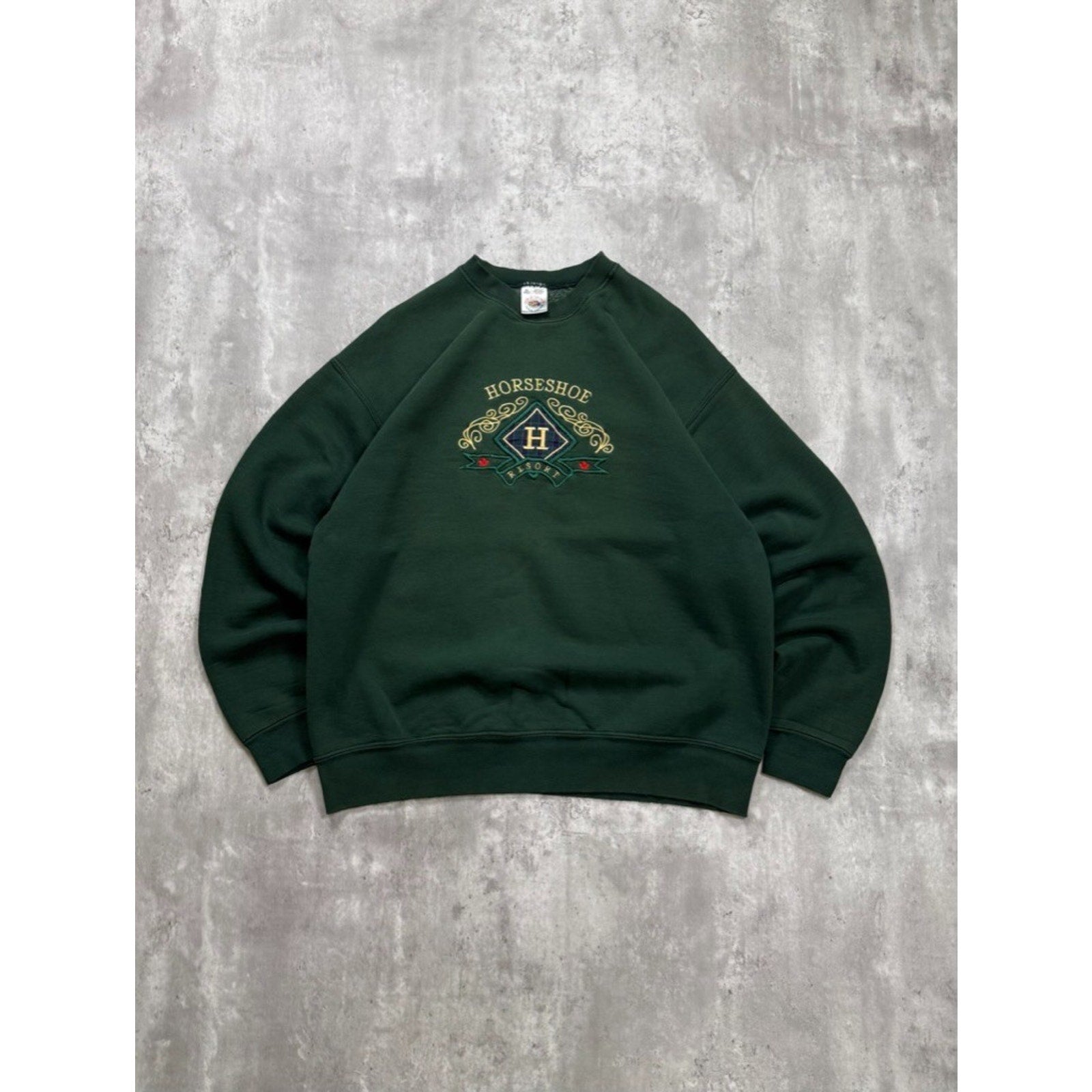 Vintage 90s Horseshoe Resort Embroidered Spellout Destination Sweatshirt Size XL