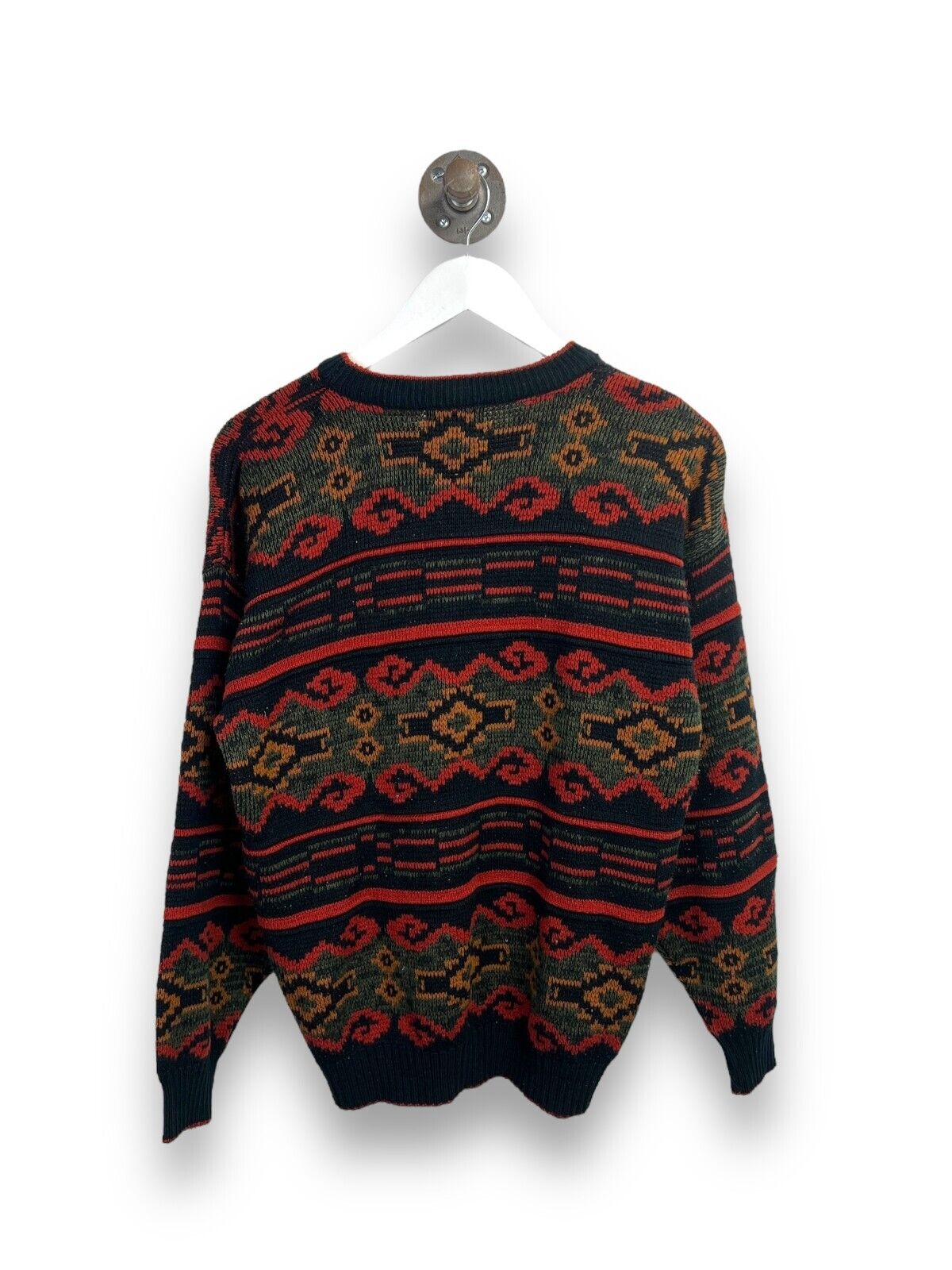 Vintage 90s Atlantic Traders Abstract 3D Coogi Style Knit Sweater Size Large