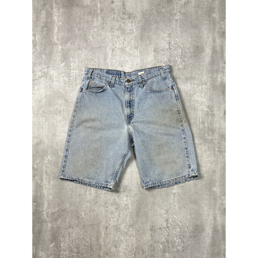 Vintage 90s Levis 550 Orange Tab Light Wash Denim Shorts Size 33