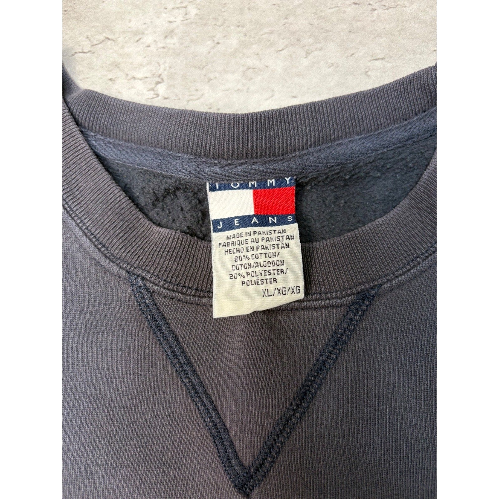 Vintage 90s Tommy Hilfiger Denim Embroidered Spellout Sweatshirt Size XL