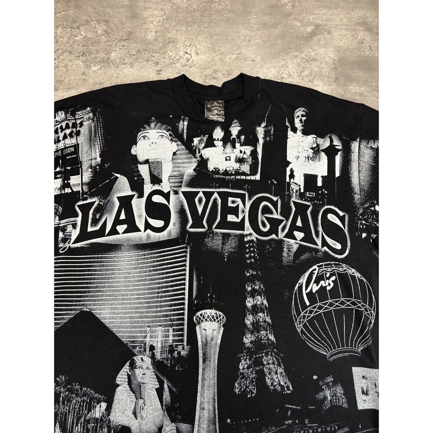 Vintage 90s Las Vegas All Over Print Destination Graphic T-Shirt Size XL
