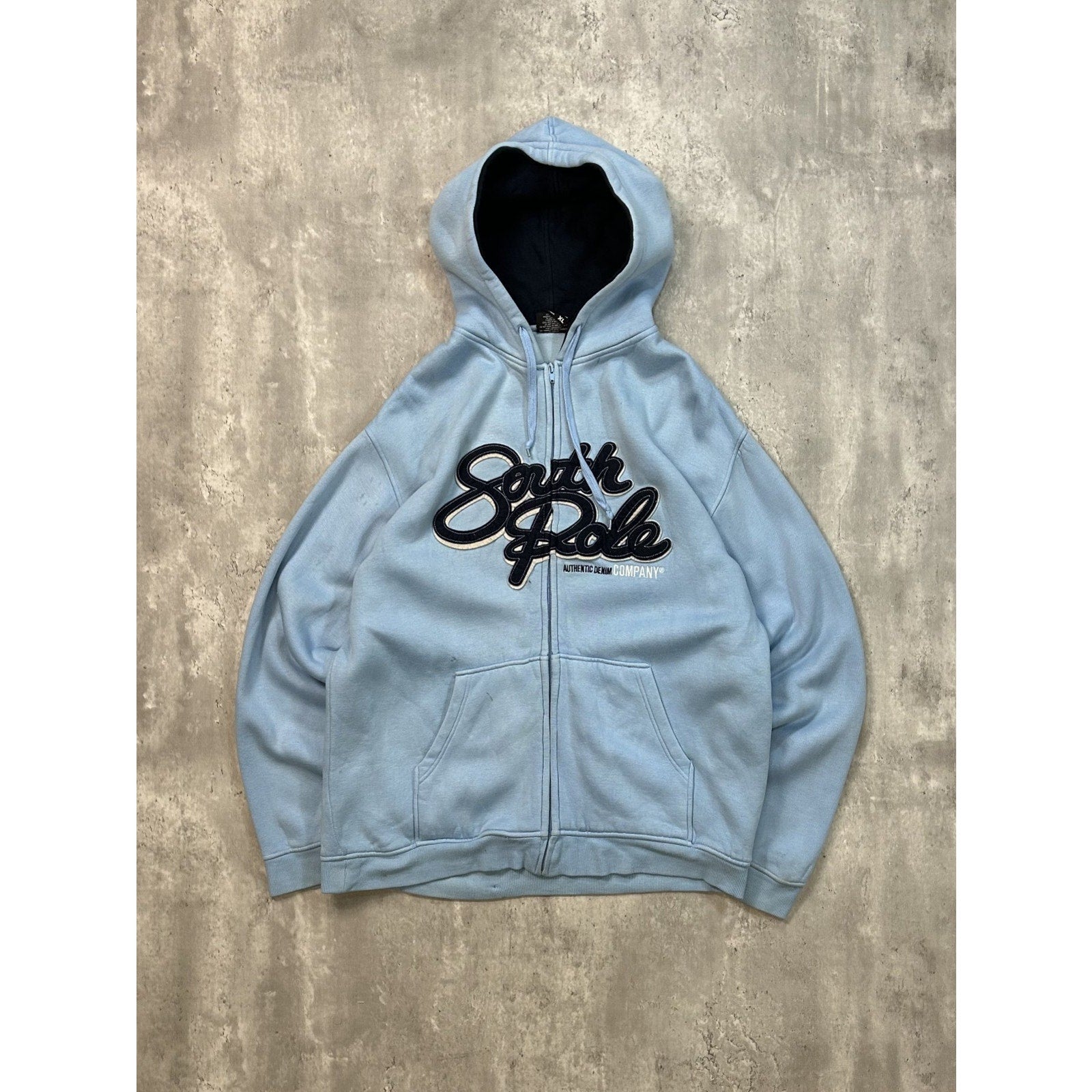 Vintage Y2K South Pole Embroidered Spellout Full Zip Hooded Sweatshirt Size XL