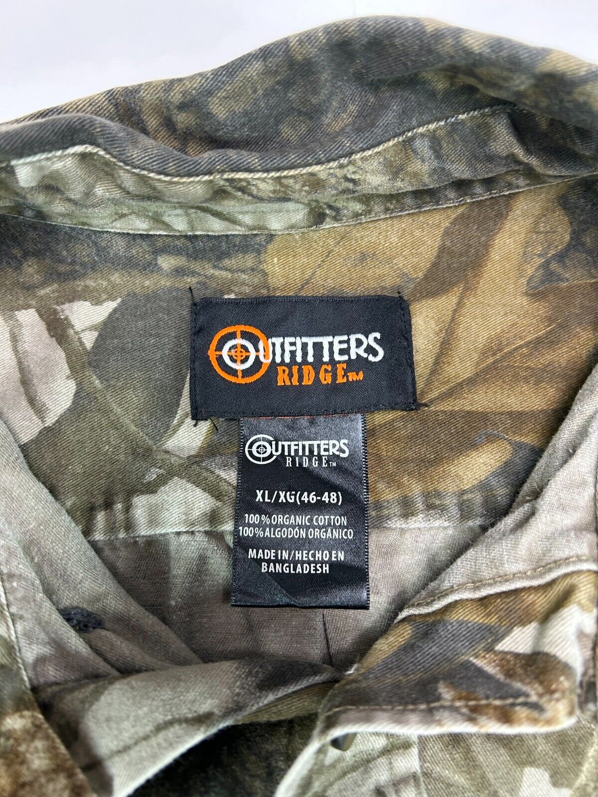 Outfitters Ridge Realtree Hardwoods Camo Hunting Button Up Shirt Size XL